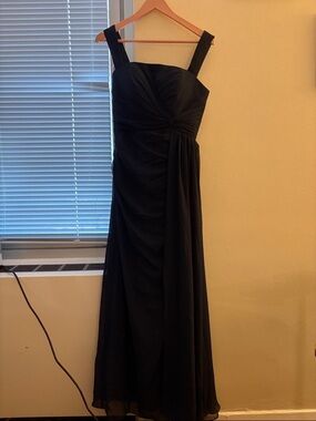 Navy Blue Sleeveless Evening Gown - Elegant Long Dress